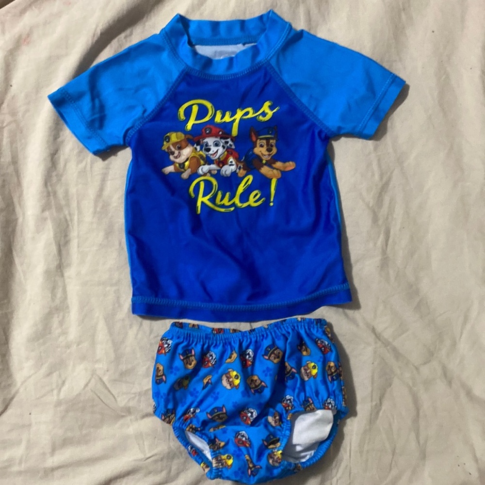 Boys 3-6 mo boys paw patrol rash guard swim suit